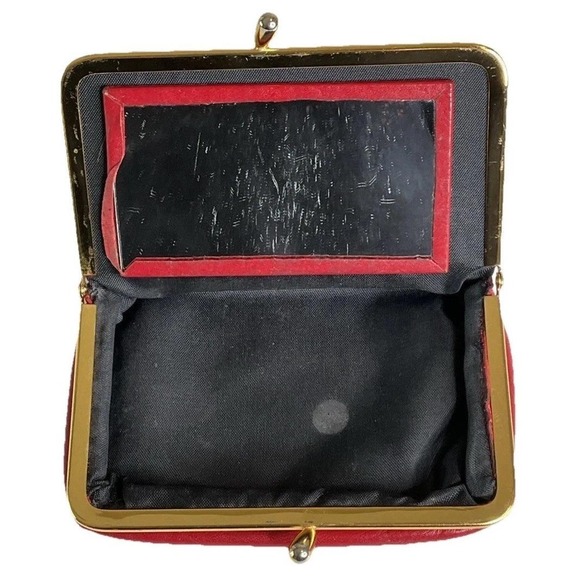 RARE Vintage Dior Red Leather Kiss Lock Mirrored Lipstick Makeup Wallet Case - Picture 12 of 16